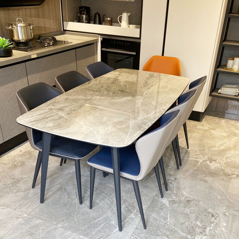 Rectangular Sintered Stone Dining Table Modern Furniture with 4 Legs in Matte Finish Home