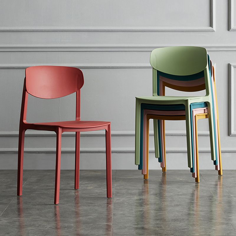 Plastic Contemporary Armless Chair Open Back Dining Kitchen Room Chair