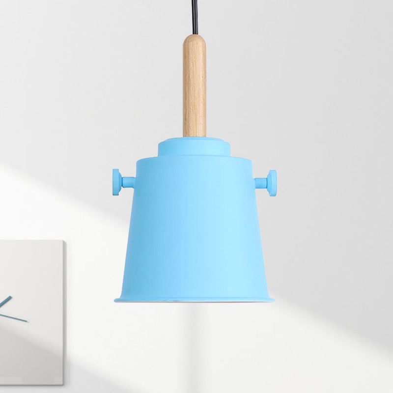 Lámpara colgante moderna de cubo con cordón ajustable Luz de metal de luz simple en madera