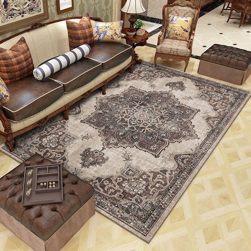 Traditional Americana Print Area Carpet Polyester Area Rug Anti-Slip Easy Care Rug for Home Decor