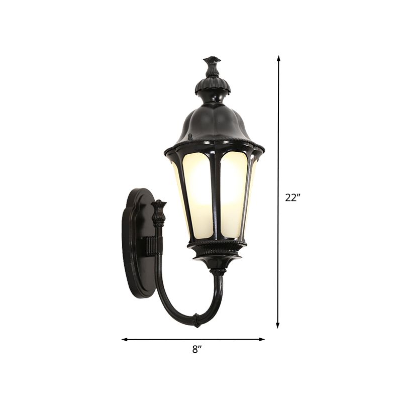 Lodges Plum Blossom Wall Mount Lighting 1 Light Metallic Wall Lamp Sconce in Black with Frosted Glass Shade