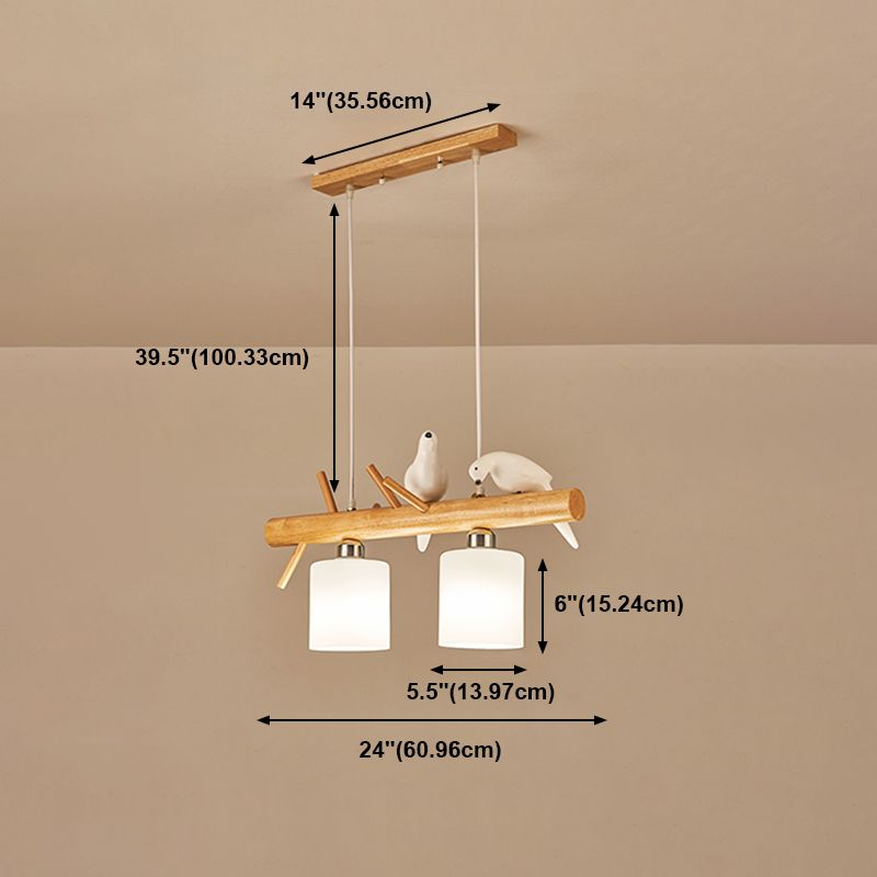 Luz de la isla colgante de cilindro de estilo moderno lámparas colgantes de vidrio blanco