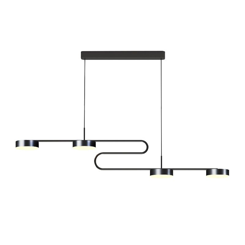 4 lichte lineaire hanglampverlichting Moderne keukeneilandverlichting metalen eiland hanglampen in zwart