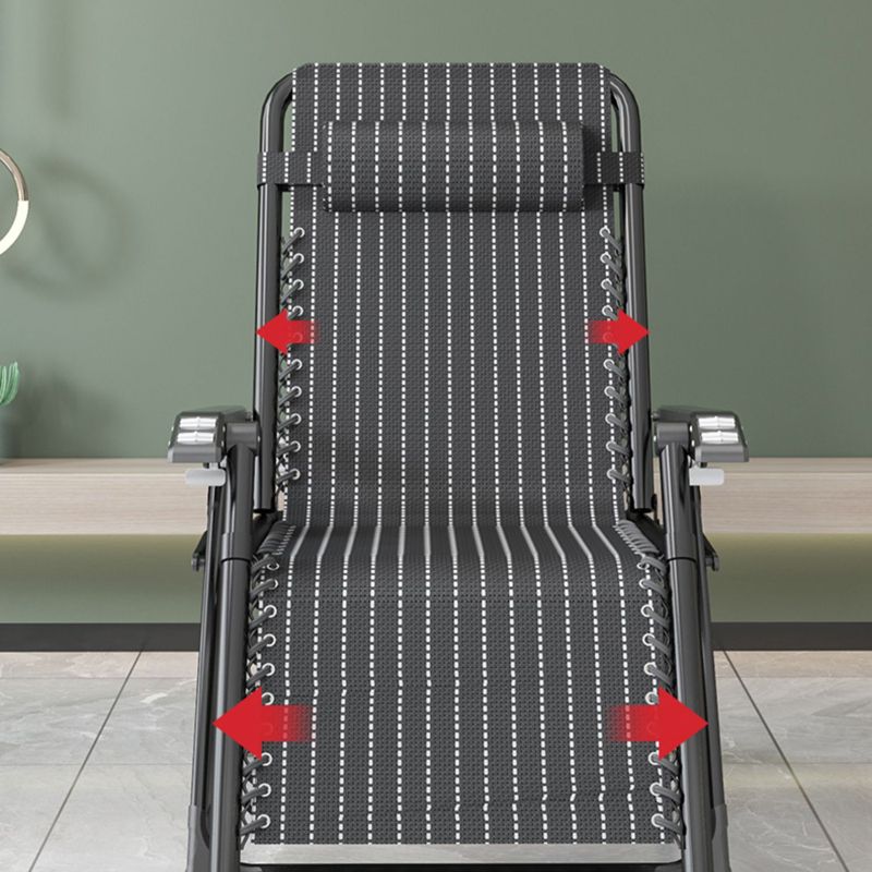Contemporary Style Standard Recliner Metal Plaid Foldable Chair