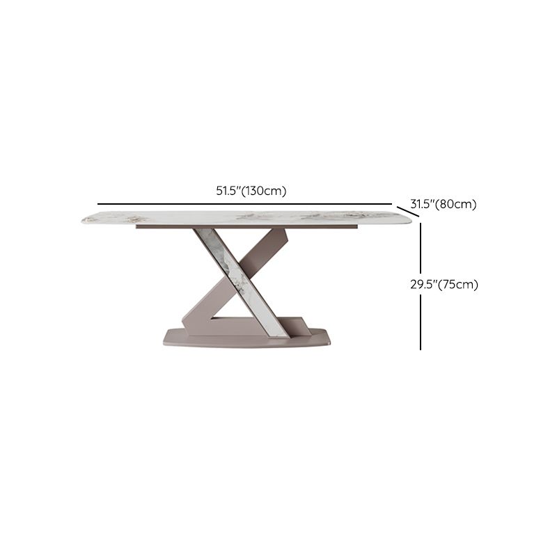 Sintered Stone Fixed Kitchen Table Luxury Rectangle Home Table