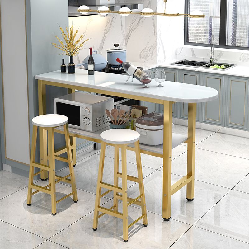 Modern Style Bar Table Set 3 Pieces Bar Table Set with Metal Base for Kitchen