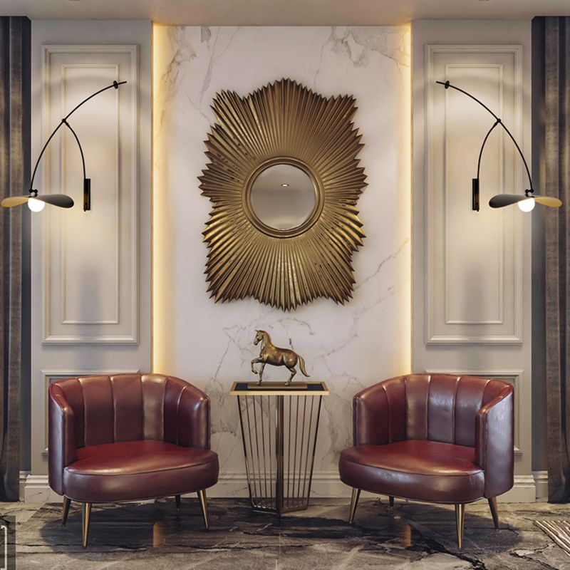 Postmodern Lotus Leaf Shaped Wall Lamp Metal 1-Light Bedroom Wall Light with Balance Arm