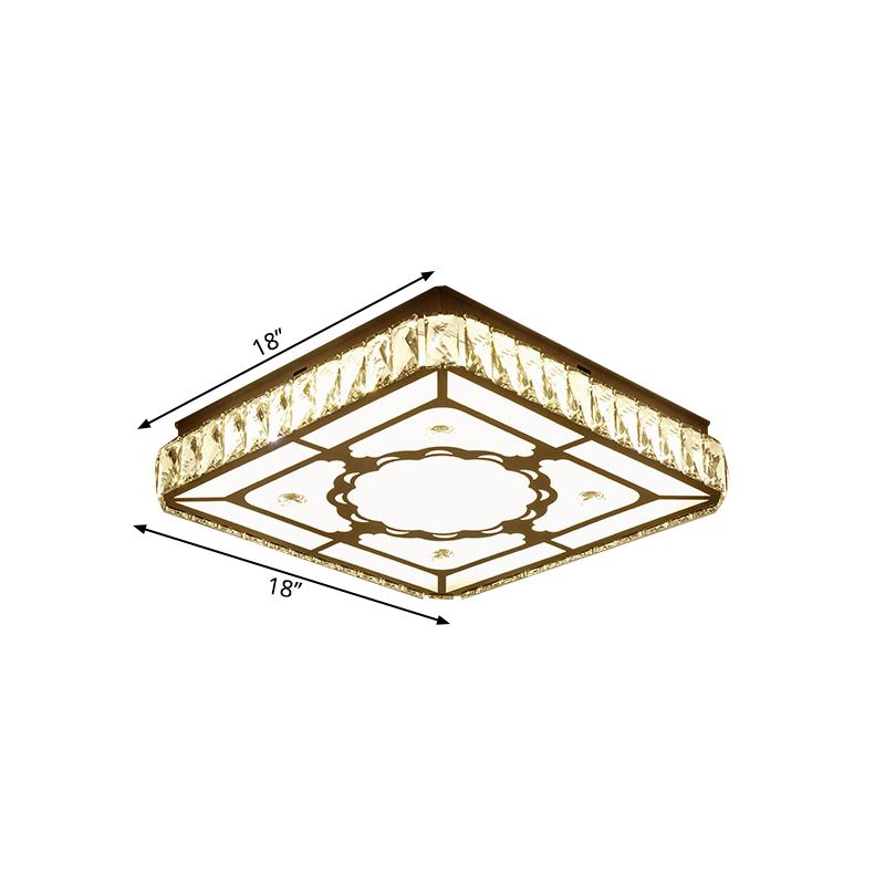 Squared Living Room Ceiling Flush Mount Crystal Block LED Simplicity Flush Lamp in Chrome