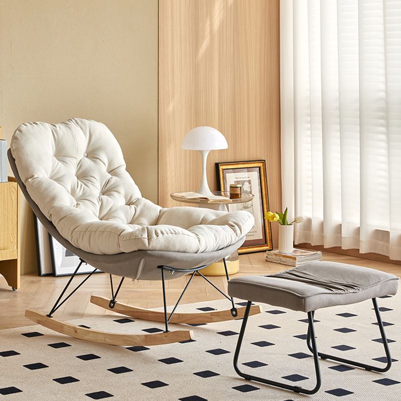 Scandinavian Parsons Chair with Beige Tufted Back and Sled Base