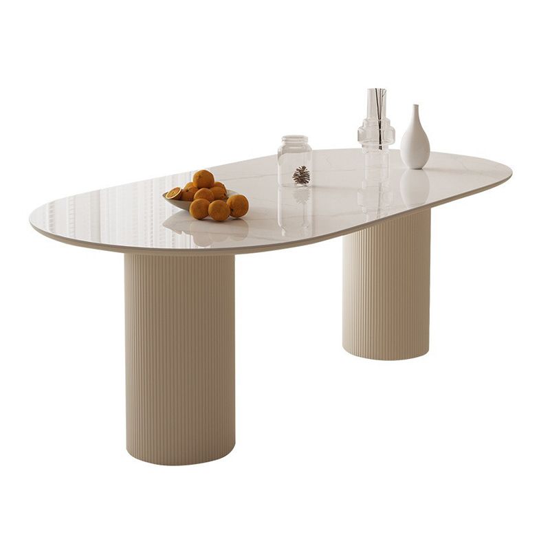 Slate and Metal Table Glam Style Simple Home Oval Dining Table