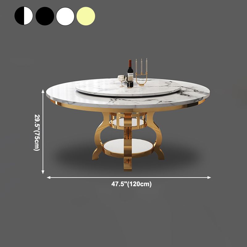 Luxury Style Marble Dining Table Single Pedestal Base Round Table for Home