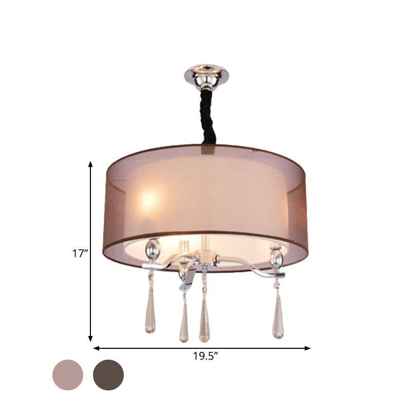 Cylindre Tissu lustre Light Nordic 3 Lights Light Pendard Lighting en noir / rouge