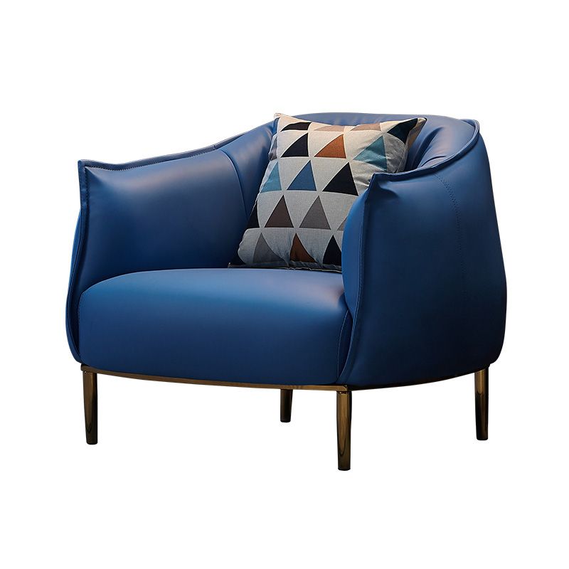 32.28"L x 31.89"W x 29.92"H Faux Leather Barrel Chair,Modern Sloped Arms Chair