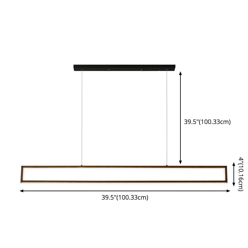 39.3 Inches Length Rectangular LED Island Light Acrylic Shade Modern Simplicity Style Suspended Lamp for Living Room