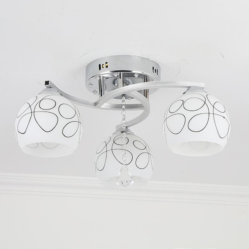 Modern 3 Lights Ceiling Lamp Chrome Finish Flush Mount Light for Bedroom