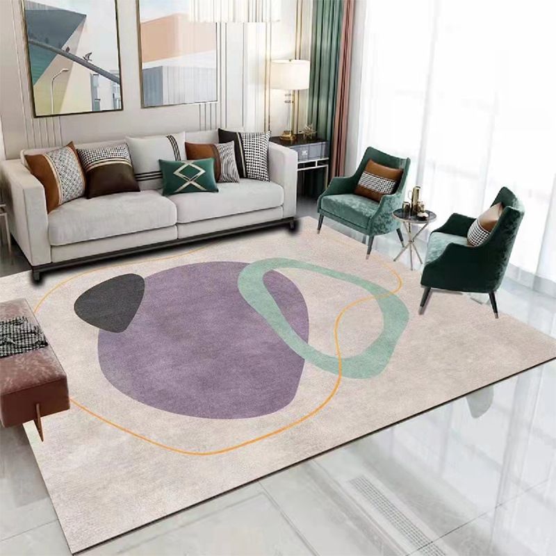 Grey Color Block Rug Polyester Nordic Rug Washable Rug for Drawing Room