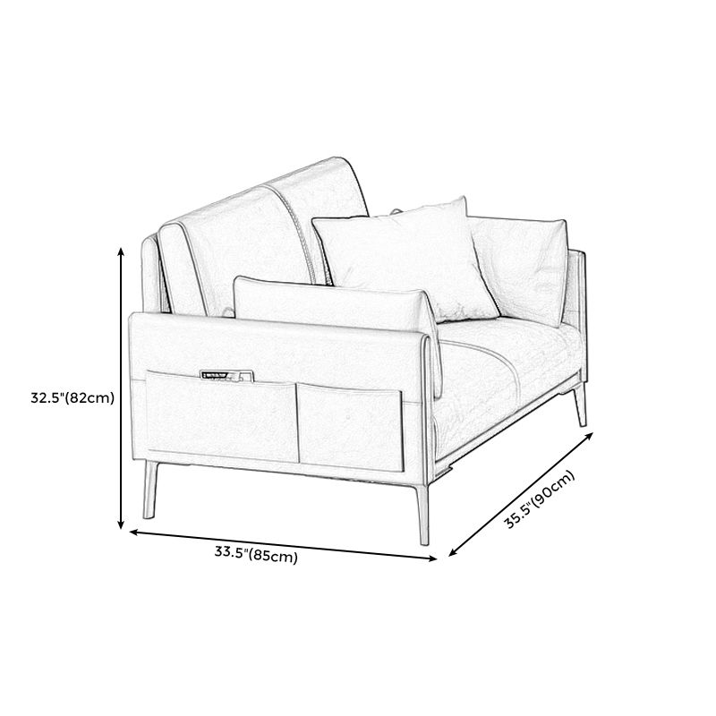 32,28 "H divano a braccio quadrato standard scandinavo con cuscino indietro in finitura marrone