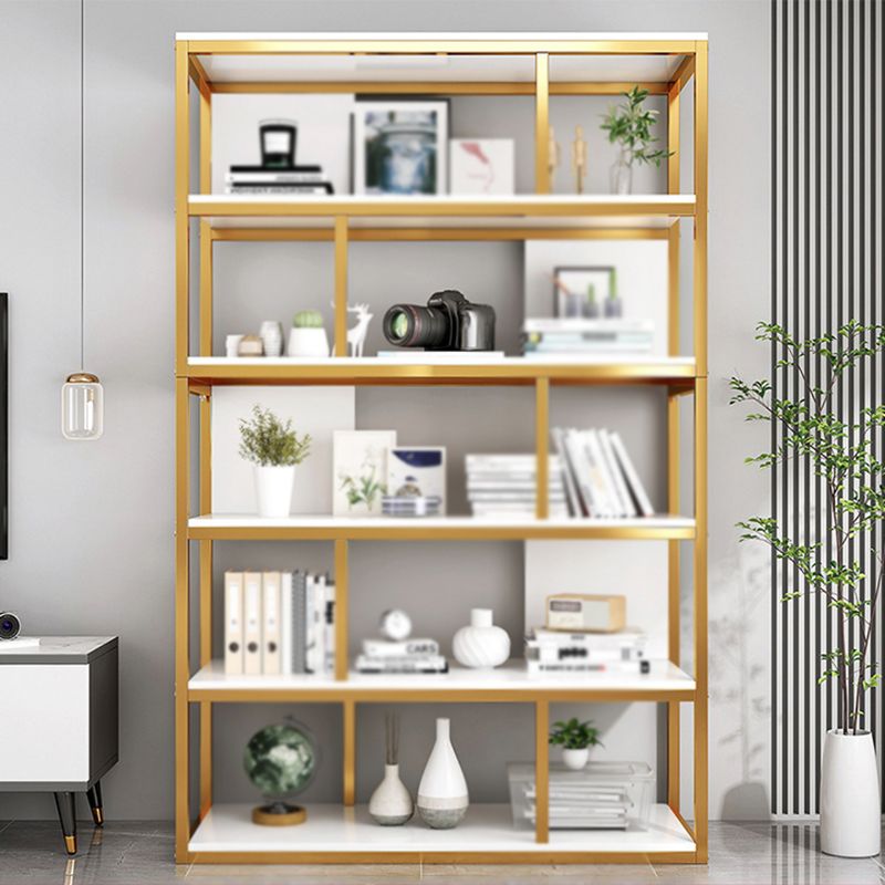 Industrial Metal Etagere Bookcase Open Back Bookshelf for Home Office