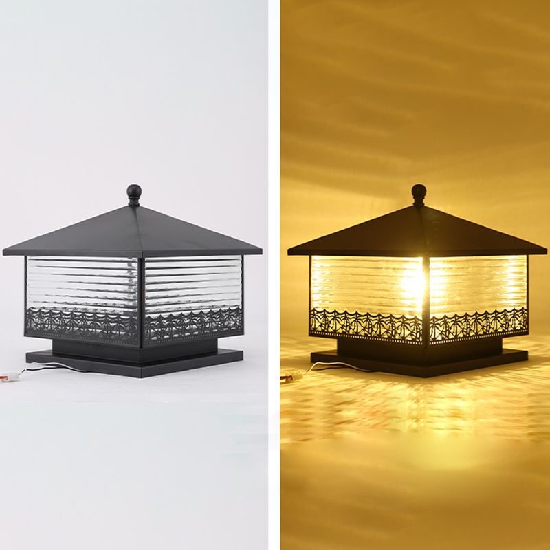 Modern Simple Copper Outdoor Light Square Shape Waterproof Pillar Lamp for Outdoor
