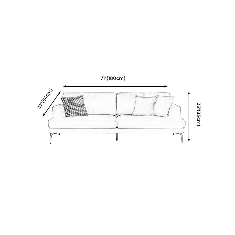 Stain-Resistant Faux Leather Loveseat Recessed Arm Sofa with Metal Legs
