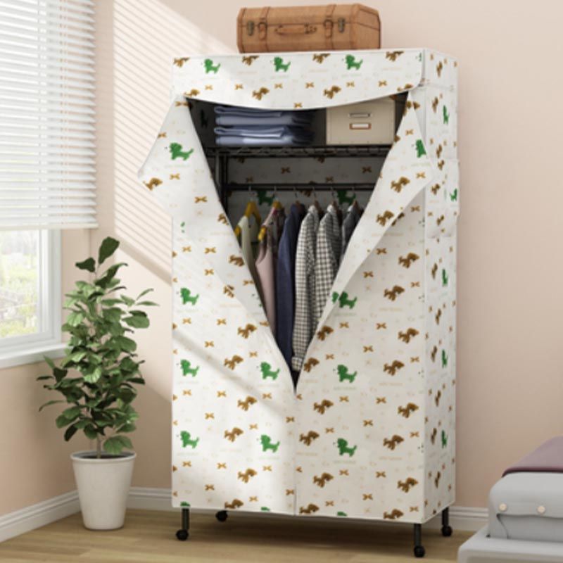 Contemporary Style Steel Wardrobe Adjustable Shelves Wardrobe Closet with Legs