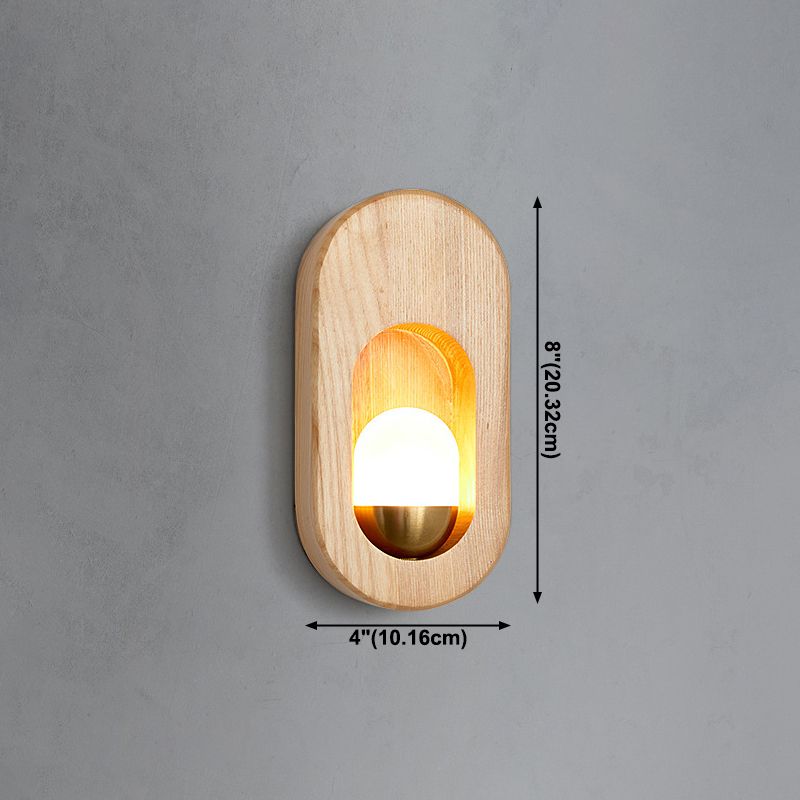 Moderna pared de madera apliques ovalado 1 luz acrílica de pared acrílica para dormitorio