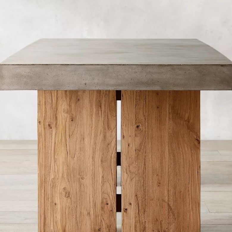 Rectangular Dining Table Grey Solid Wood Table Top for Dining Room