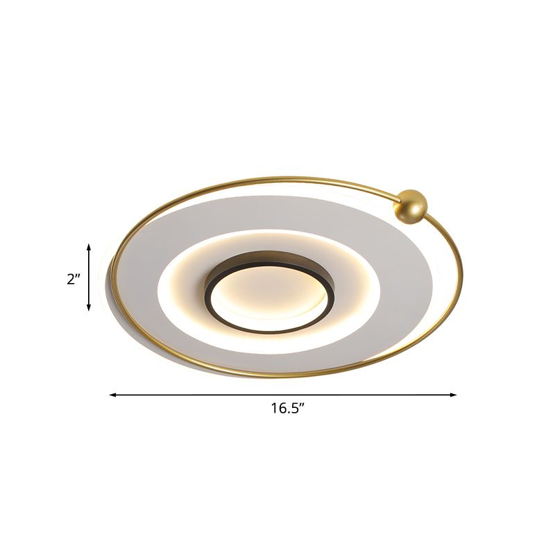 Gold Round Ceiling Mounted Fixture Modern LED Acrylic Flushmount Lighting in White/Warm Light