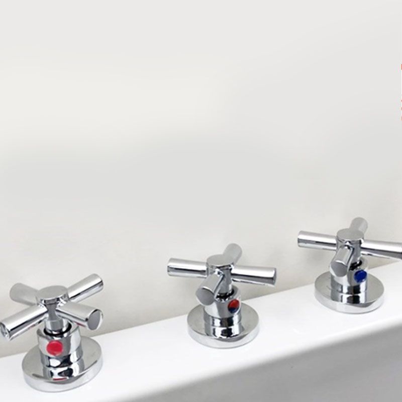 Contemporary Bathroom Faucet Deck Mounted Copper Low Arc Roman Tub Faucet Set