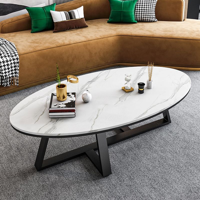 Cross Legs Coffee Table Round/Oval Cocktail Table with Gold/Black Legs