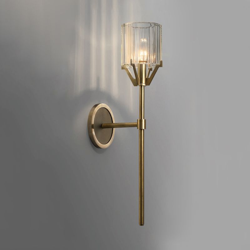 Gold Pencil Arm Sconce Light Traditional 1 Head Metal Wall Lighting Fixture for Hallway