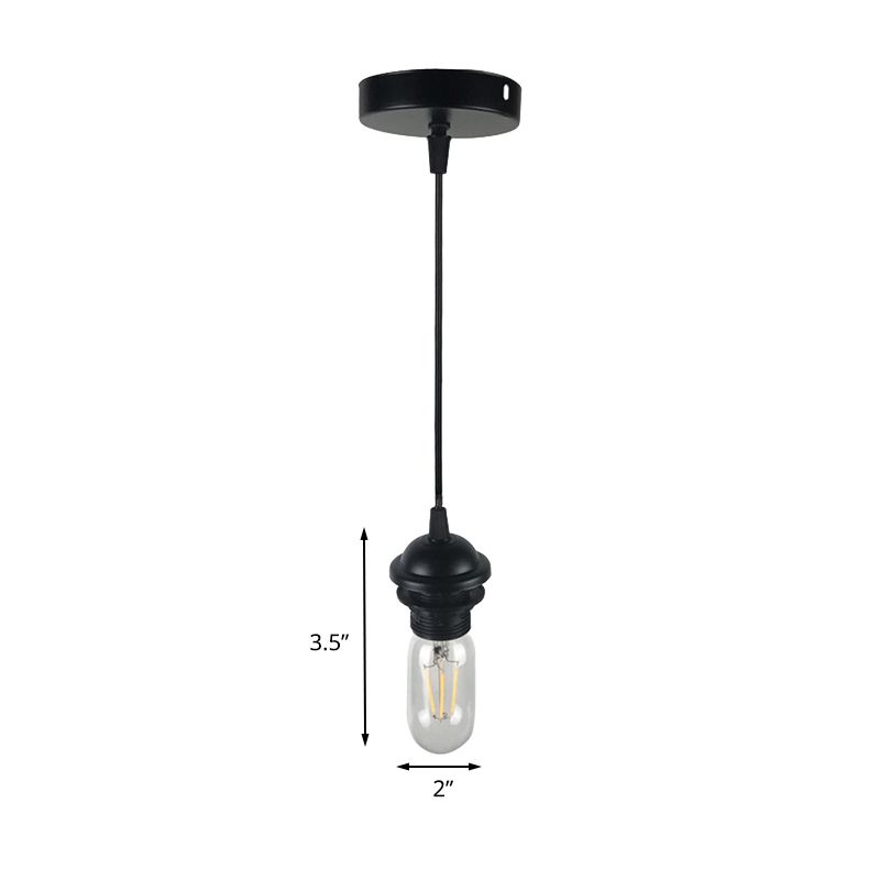 1 Kopf Mini -Anhängerbeleuchtung mit bloßen Glühbirnen Industrial Retro Schwarz/Weiß -Metallic Deckenhänge -Lampe