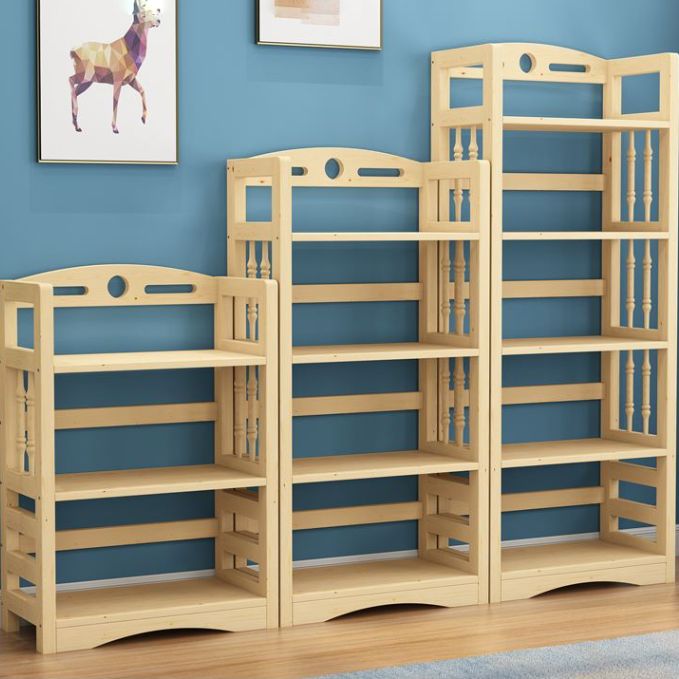Etagere Vertical Modern Book Shelf Natural Wooden Shelf Bookcase for Study Room