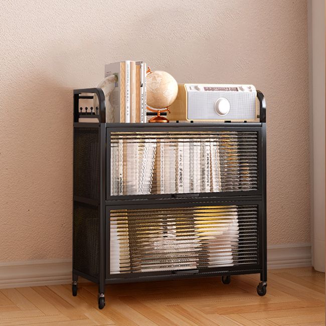 Modern Style Bookshelf Metal Closed Back Bookcase with Door for Office