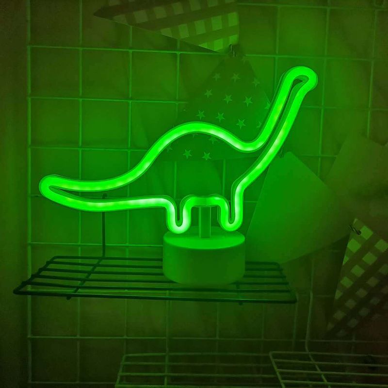Dinosaur Table Light Minimalist Plastic LED White Nightstand Lighting for Boys Bedroom