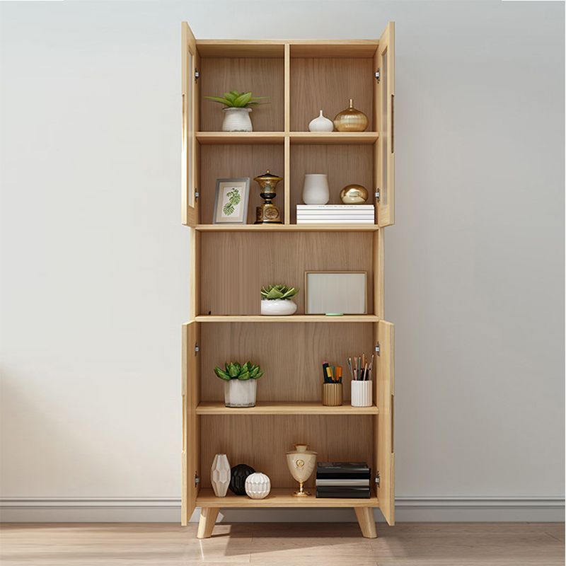 Wooden Natural Standard Bookcase Contemporary Closed Back Bookshelf