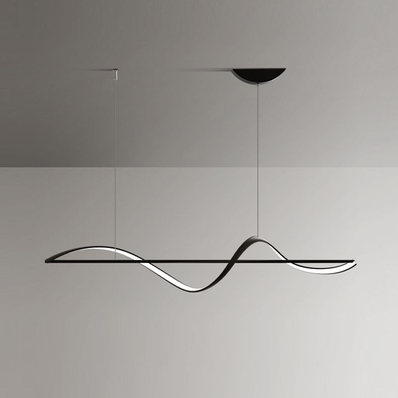 Strip Shape Island Hanging Lamp Modern LED Island Lamp with Acrylic Shade for Dining Room