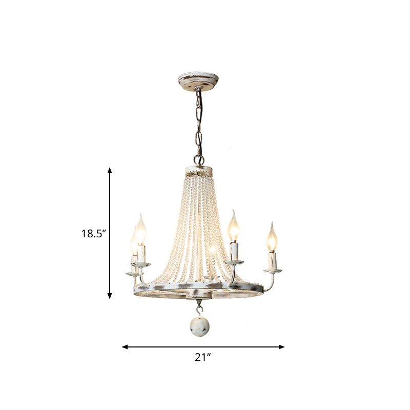 Lustre en bois en bois en détresse lustre rétro à cristal clair salon suspendu pendant avec conception de roue de wagon