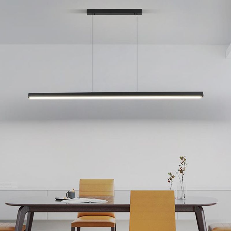 Strip Shape Island Lamp 1-Light LED Island Hanging Lamp with Acrylic Shade for Dining Room