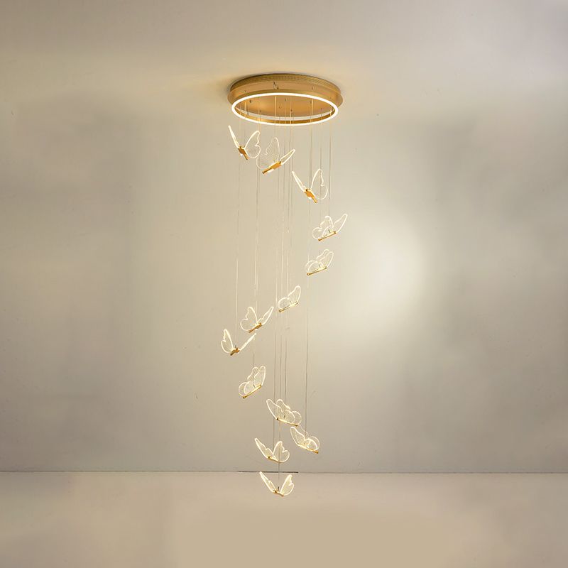 Zeitgenössischer Cluster -Anhänger Butterfly Arcylic Multi Pendant Light In Clear