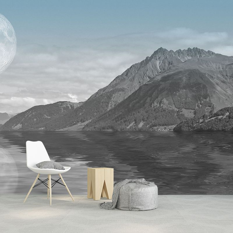 Illustration Stain Resistant Wall Mural Wallpaper Mountain Sitting Room Wall Mural