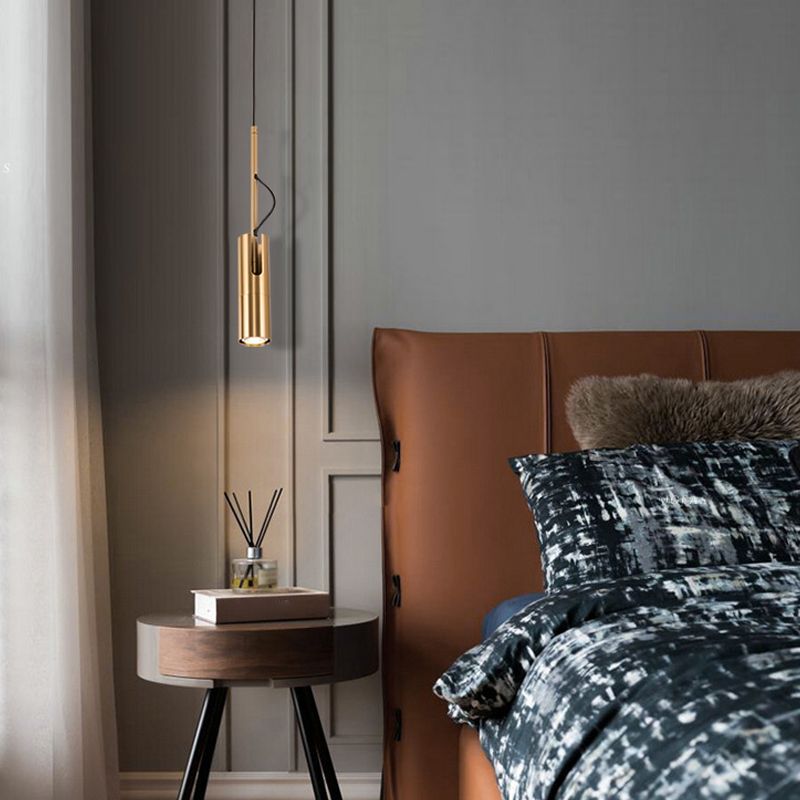 Postmoderne Light-Luxury suspendu lampe à pêche cylindrique en métal