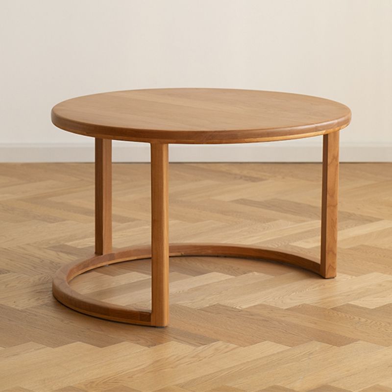 Contemporary Coffee Table Round Solid Wood Coffee Cocktail Table