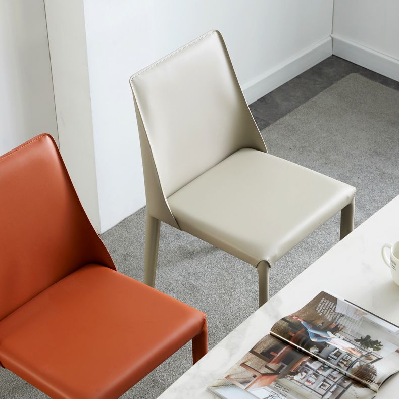 Faux Leather Contemporary Dining Room Chairs Matte Finish Solid Back Dining Arm Chairs