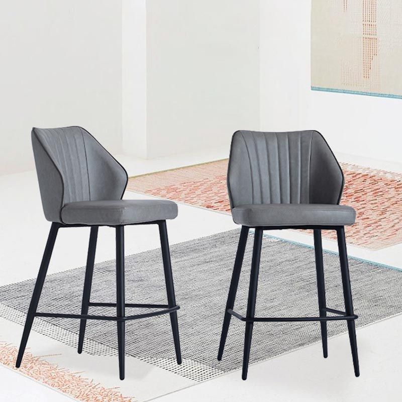 Contemporary Faux Leather Counter Stools Metal Bar Stool for Home Use