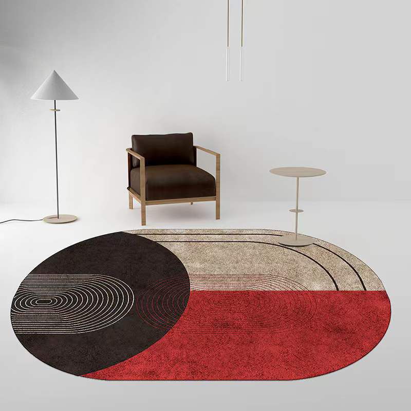 Wine Red Stripe Carpet Polyester Modern Carpet Stain Resistant Carpet for Home Decor