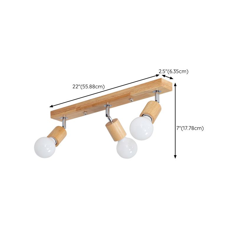 Geometric Shape Wood Vanity Sconce Light Modern Multi-Lights Vanity Mirror Lights in Brown