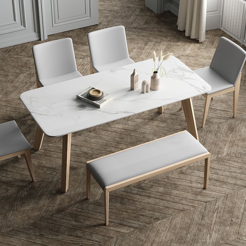 White Stone Top Table for Home Mid-Century Modern Dining Table