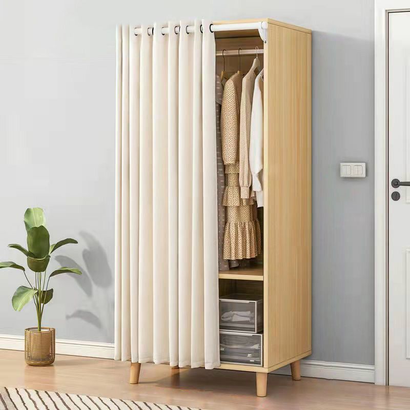 Bedroom Storage Cabinet with Clothes Rail Modern Cabinet with Wooden Legs