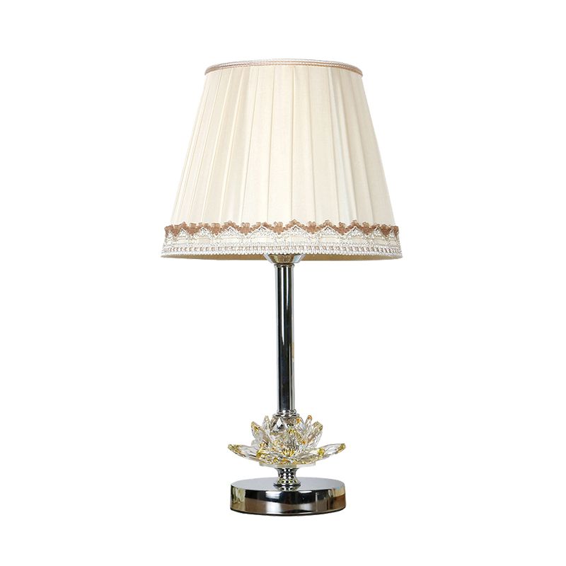 Mesa de noche de dormitorio de barril Luz de estilo de estilo tradicional 1 lámpara de mesita de noche blanca clara con acento de cristal